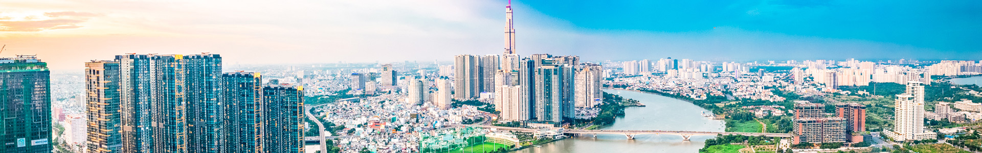 Veduta dall'alto dei grattacieli di Ho Chi Minh, in Vietnam